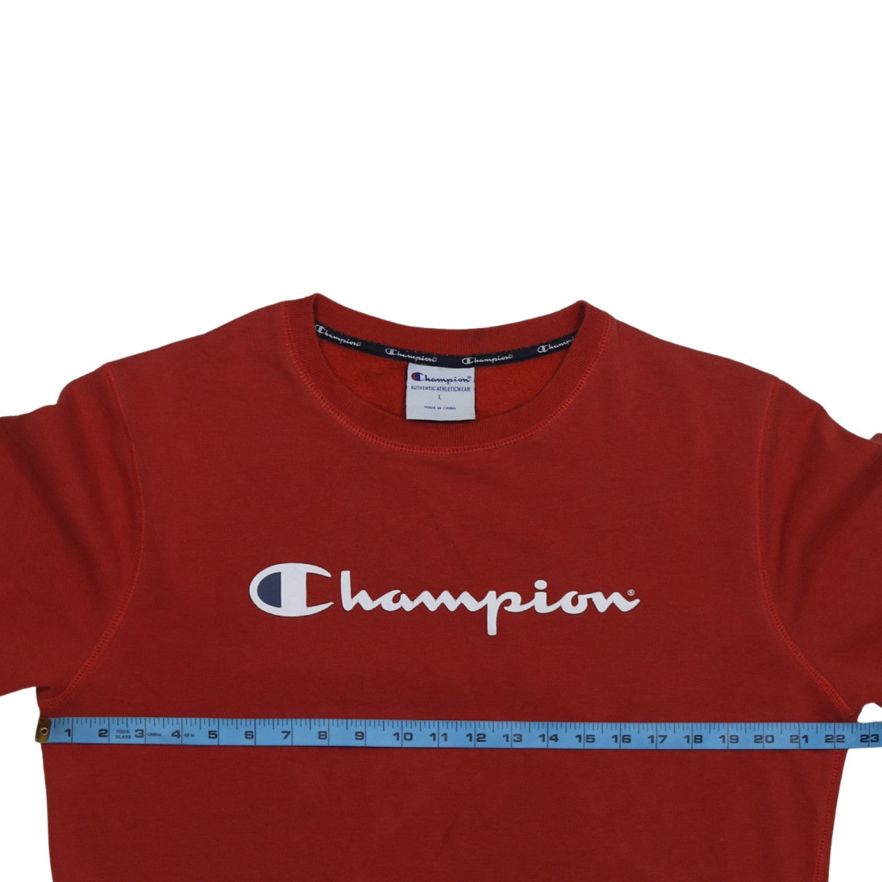 Champion Men's Red Pullover Sweatshirt L Crew Neck Graphic Print