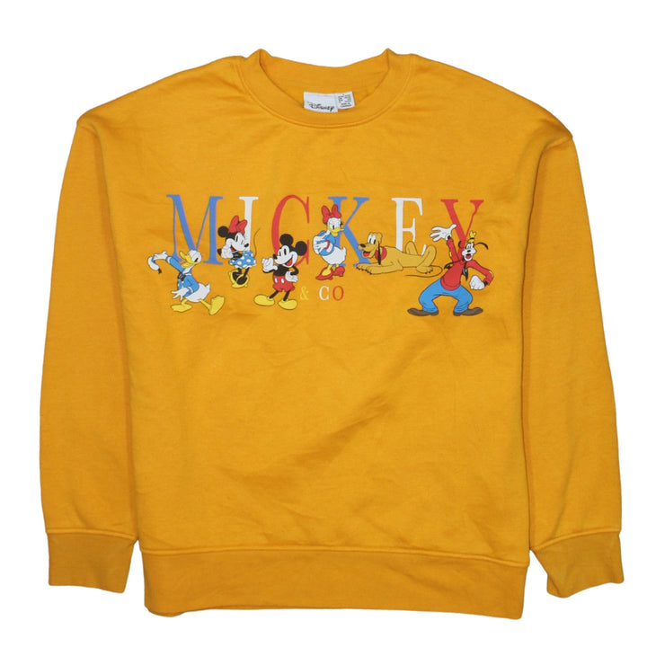 Disney Womens Yellow Mickey & Co Sweatshirt Size 10/12 S
