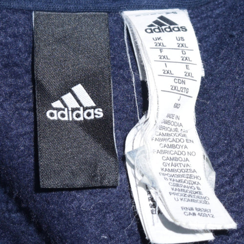 Adidas Men's Blue 2XL Pullover Hoodie Fleece Sportswear