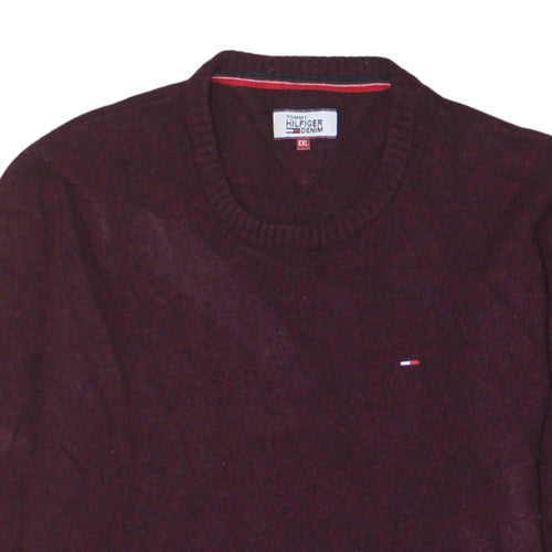 Tommy Hilfiger Men’s Red Crew Neck Wool Jumper 2XL