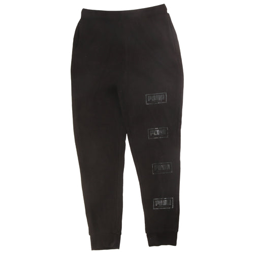 Puma Teens Black Jogger Trousers Size 14 Fleece Logo Activewear