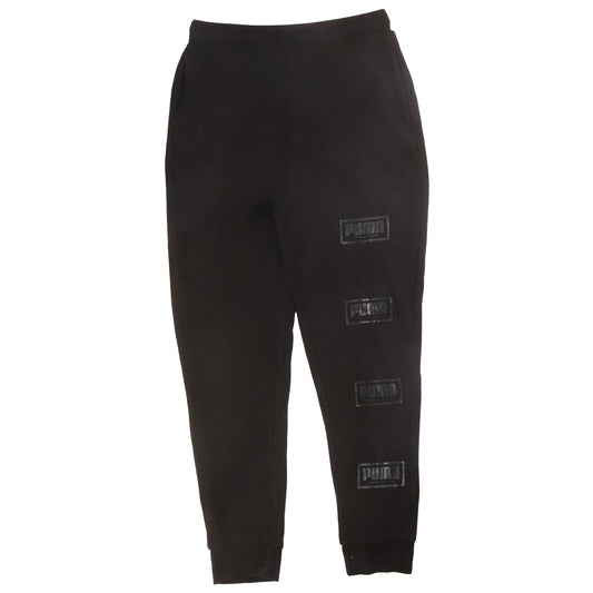 Puma Teens Black Jogger Trousers Size 14 Fleece Logo Activewear