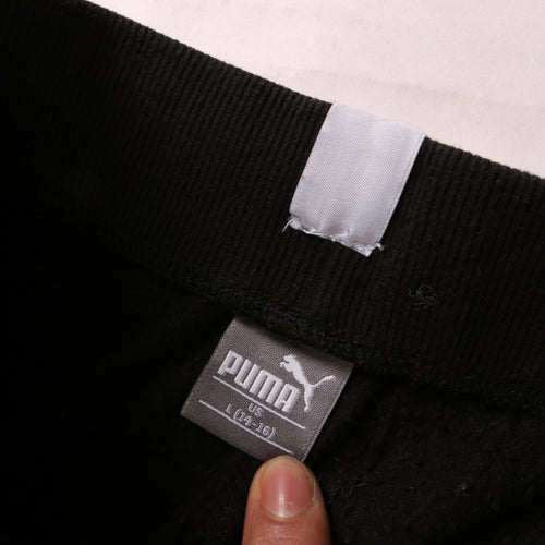 Puma Teens Black Jogger Trousers Size 14 Fleece Logo Activewear