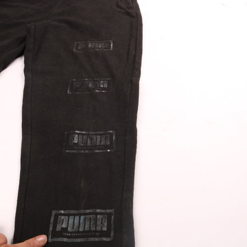 Puma Teens Black Jogger Trousers Size 14 Fleece Logo Activewear