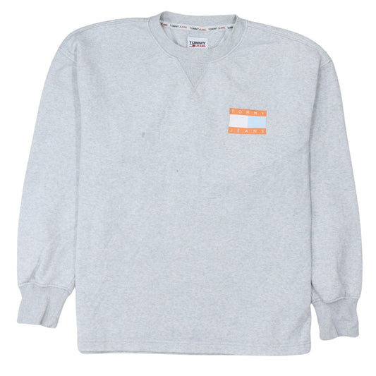 Tommy Jeans Mens Grey Logo Crew Neck Pullover Sweatshirt M