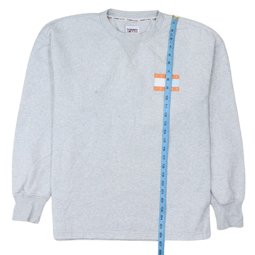 Tommy Jeans Mens Grey Logo Crew Neck Pullover Sweatshirt M