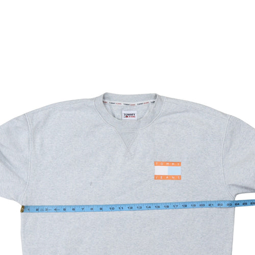Tommy Jeans Mens Grey Logo Crew Neck Pullover Sweatshirt M