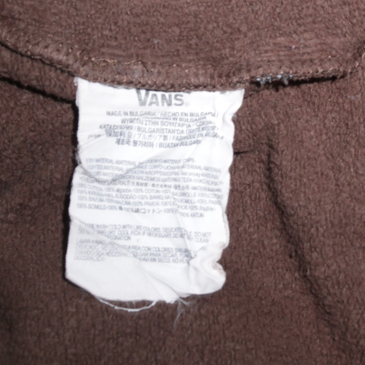 Vans Men's Brown Pullover Hoodie Medium Cotton Fleece Casual