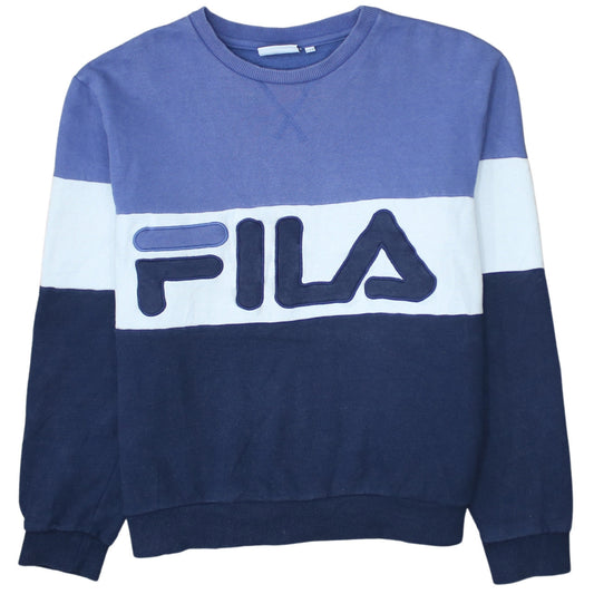 Fila Women’s Blue Colourblock Crew Neck Pullover Sweatshirt L