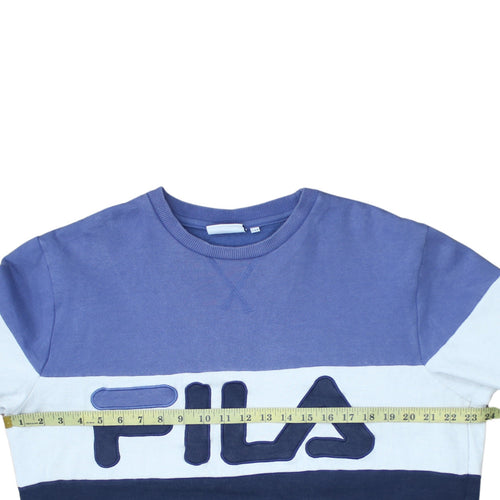 Fila Women’s Blue Colourblock Crew Neck Pullover Sweatshirt L