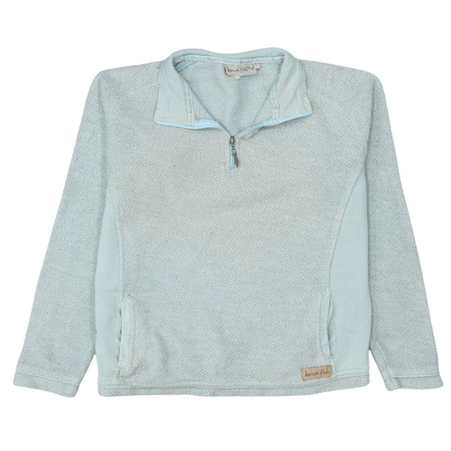 Weird Fish Women Blue 1/4 Zip Cotton Sweatshirt Size L