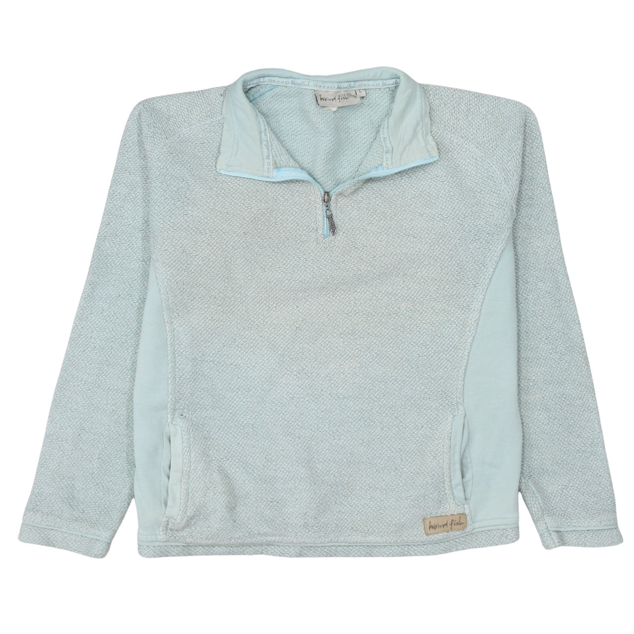 Weird Fish Women Blue 1/4 Zip Cotton Sweatshirt Size L