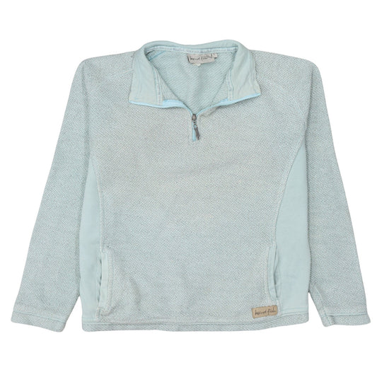 Weird Fish Women Blue 1/4 Zip Cotton Sweatshirt Size L