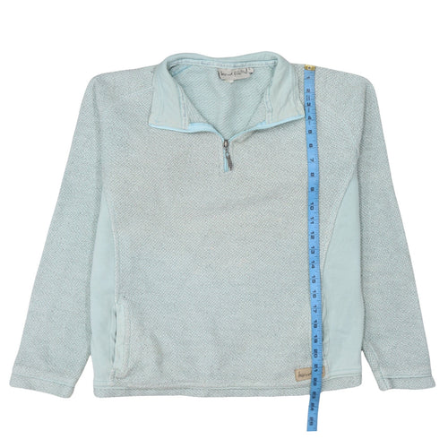Weird Fish Women Blue 1/4 Zip Cotton Sweatshirt Size L