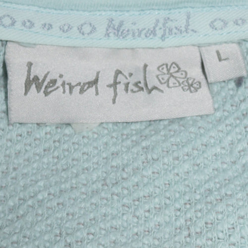 Weird Fish Women Blue 1/4 Zip Cotton Sweatshirt Size L