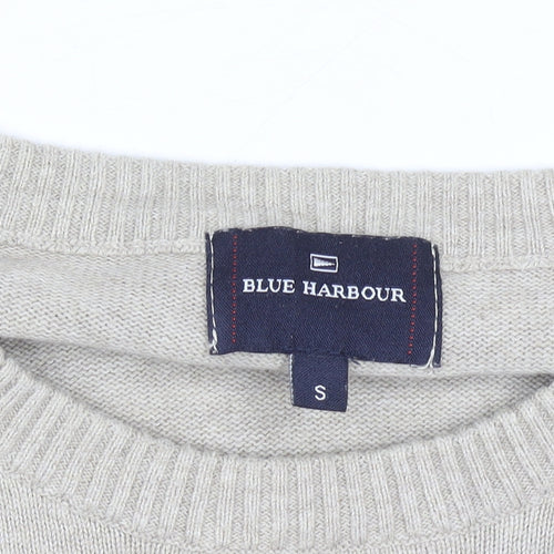 Marks and Spencer Blue Harbour Men's Beige Striped Cotton Jumper S