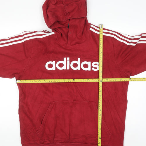 Adidas Men's Red XL Pullover Hoodie with Logo Print