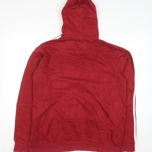 Adidas Men's Red XL Pullover Hoodie with Logo Print
