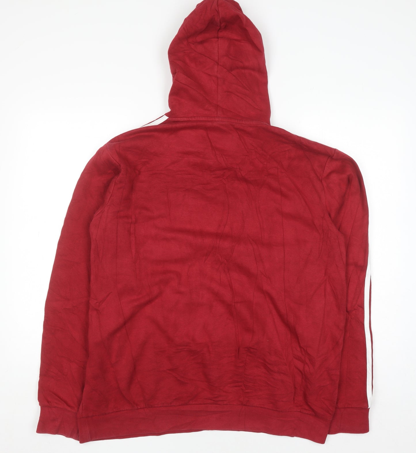 Adidas Men's Red XL Pullover Hoodie with Logo Print