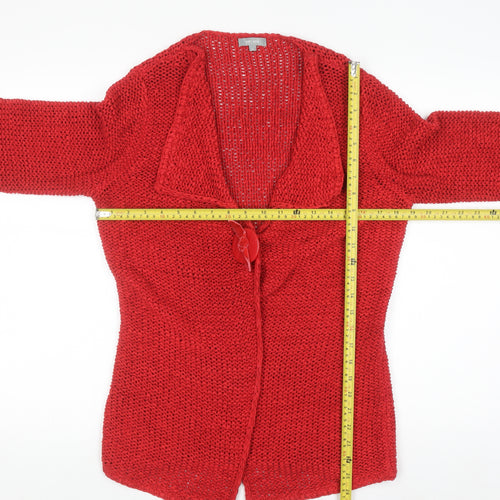 Marks and Spencer Women Red Cotton Knit Cardigan M