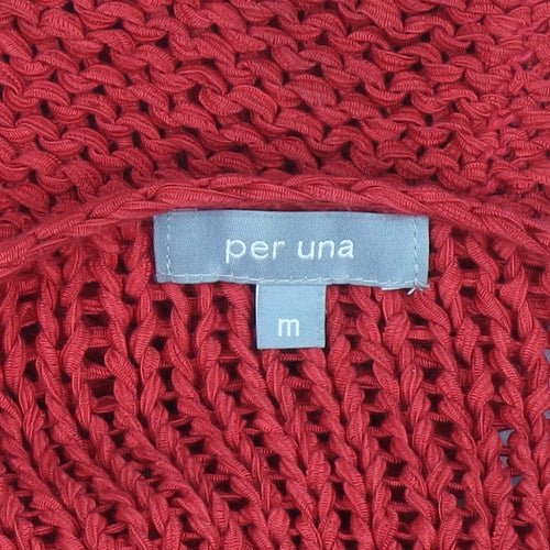 Marks and Spencer Women Red Cotton Knit Cardigan M