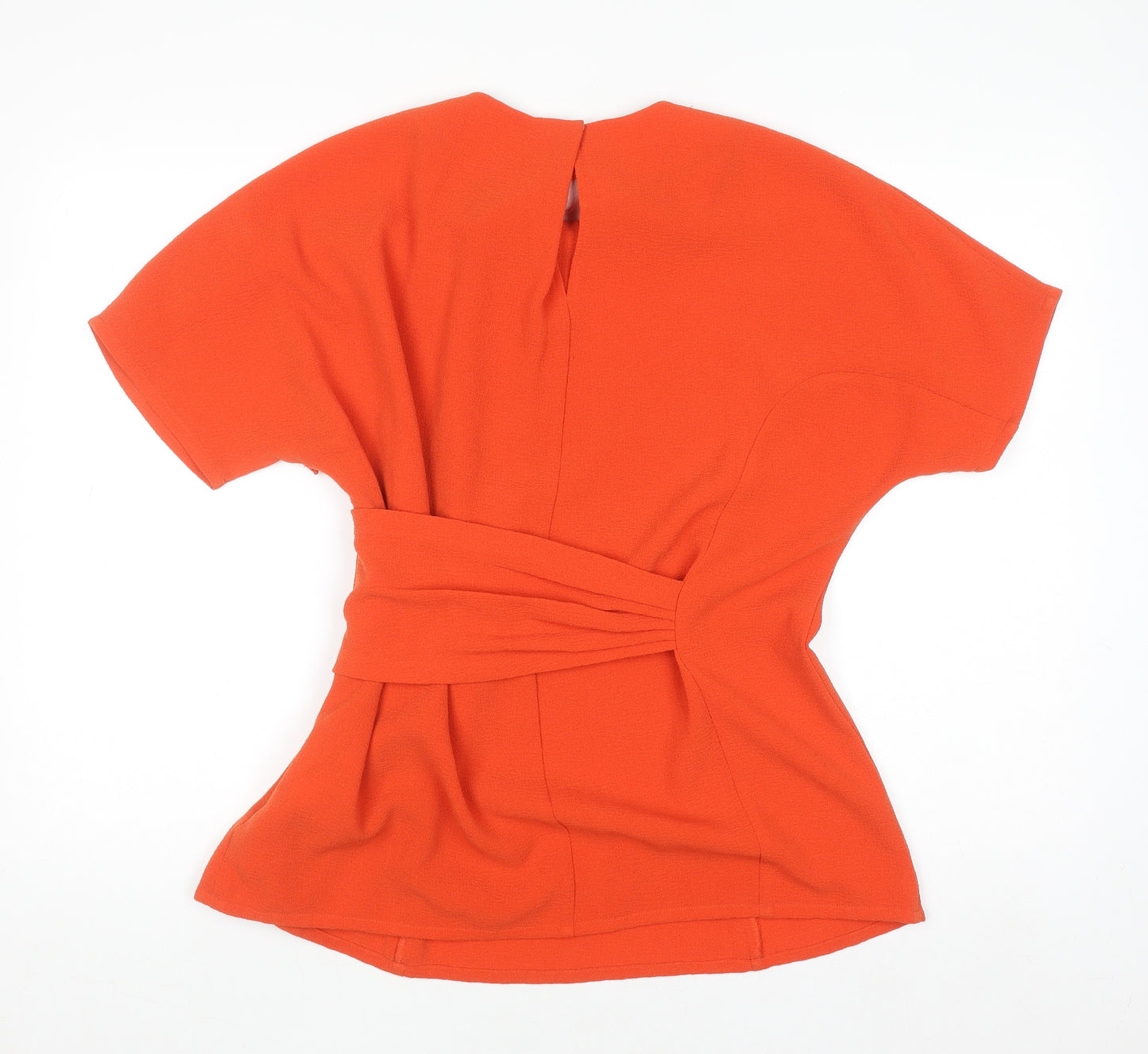 Whistles Women Orange Short Sleeve Pleated Tunic Blouse Size 12
