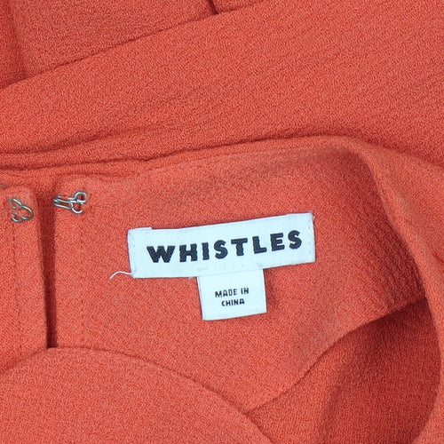 Whistles Women Orange Short Sleeve Pleated Tunic Blouse Size 12