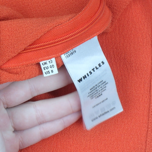 Whistles Women Orange Short Sleeve Pleated Tunic Blouse Size 12