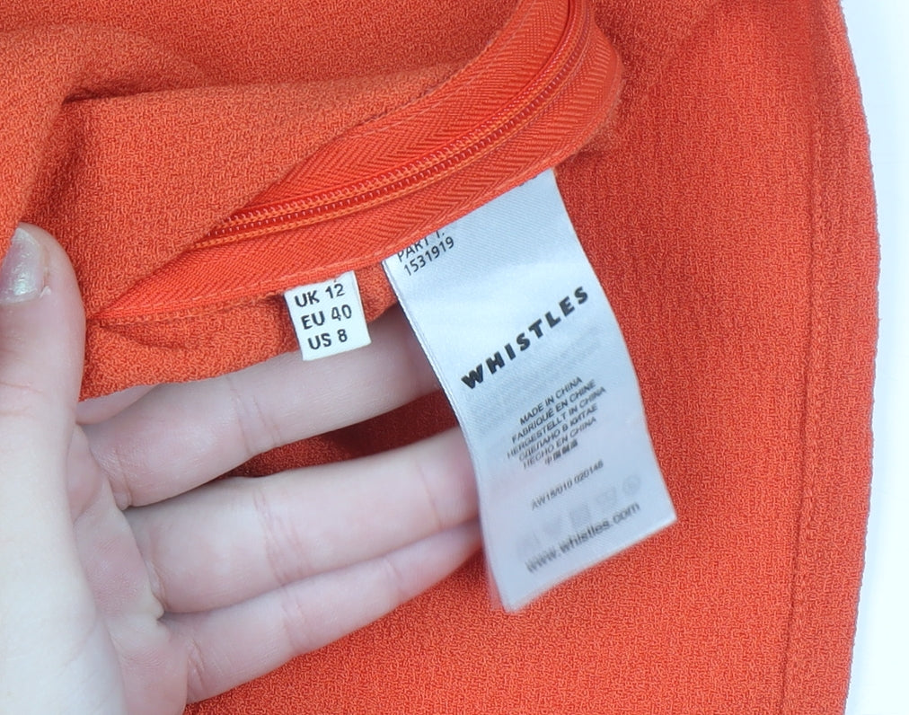 Whistles Women Orange Short Sleeve Pleated Tunic Blouse Size 12