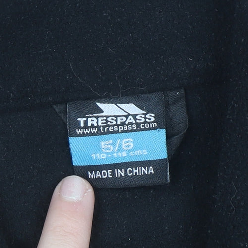 Trespass Boys Black Full Zip Fleece Sweatshirt 5-6 Years Outdoor Jacket