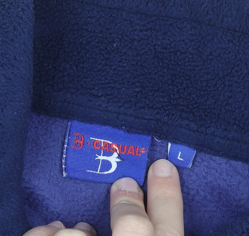 B-Casual Men Blue Full Zip Fleece Sweatshirt Size L