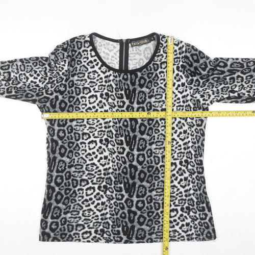 Paramour Women's Grey Animal Print Long Sleeve Blouse Size S