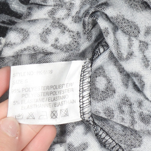 Paramour Women's Grey Animal Print Long Sleeve Blouse Size S