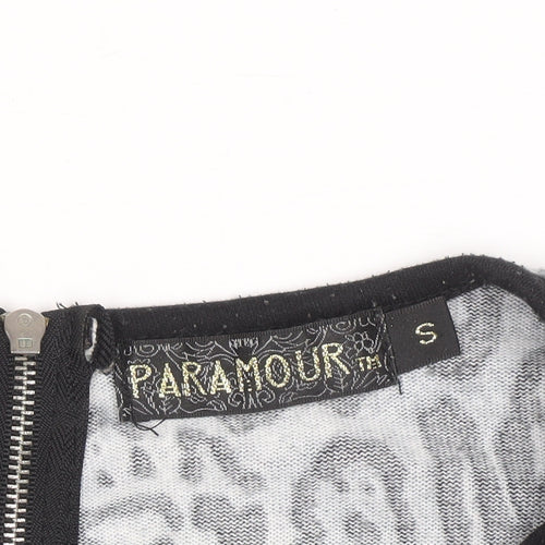 Paramour Women's Grey Animal Print Long Sleeve Blouse Size S