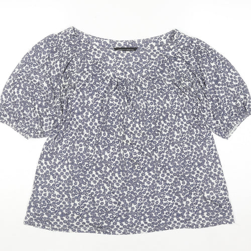 Dorothy Perkins Womens Blue Floral Blouse Size 10 Viscose Short Sleeve