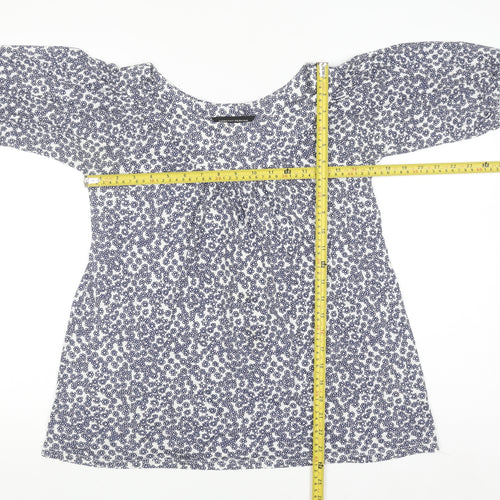 Dorothy Perkins Womens Blue Floral Blouse Size 10 Viscose Short Sleeve
