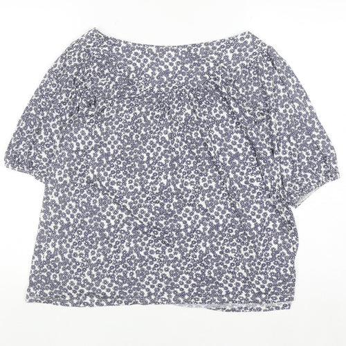 Dorothy Perkins Womens Blue Floral Blouse Size 10 Viscose Short Sleeve