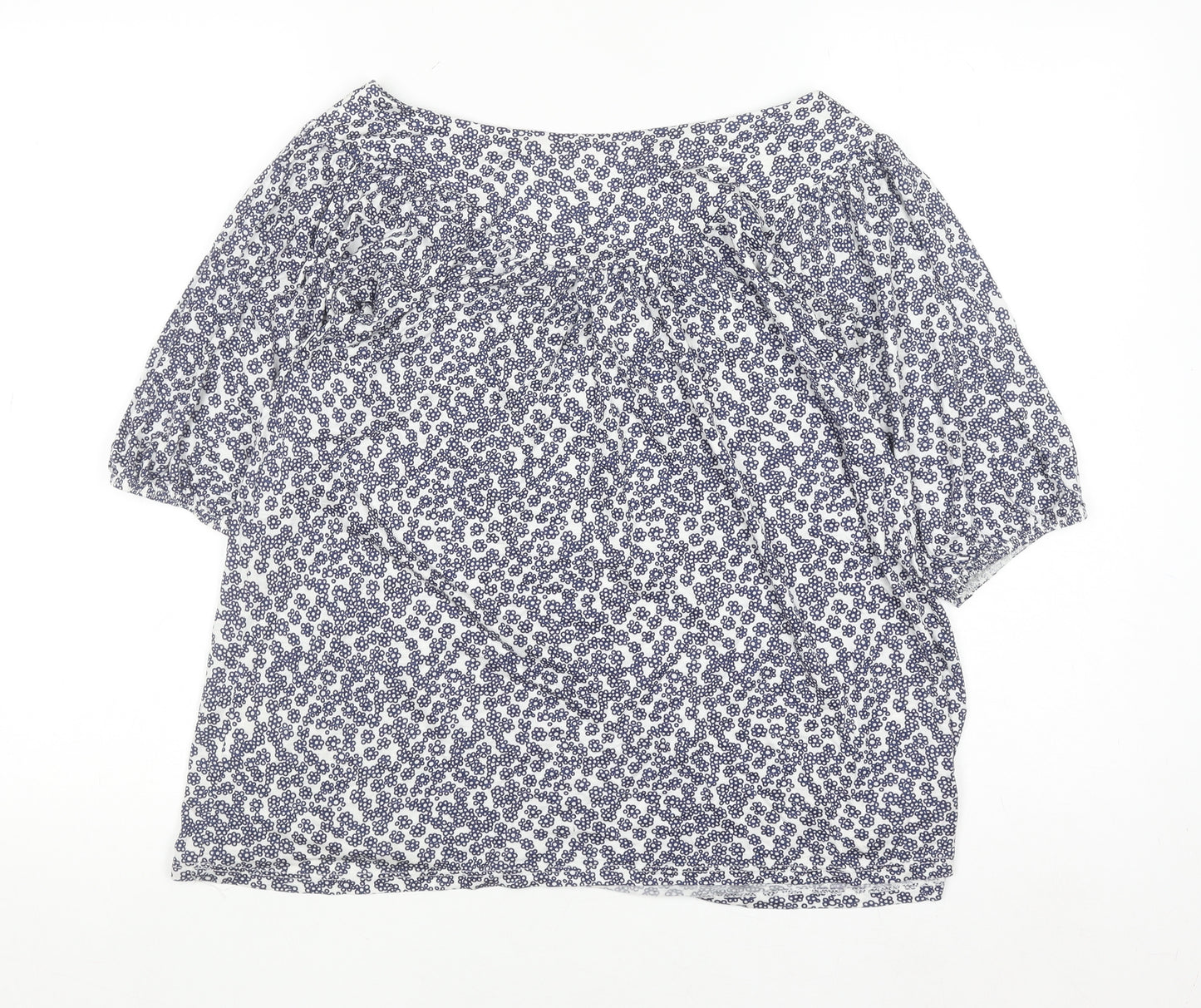 Dorothy Perkins Womens Blue Floral Blouse Size 10 Viscose Short Sleeve