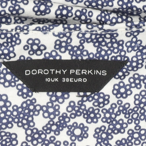 Dorothy Perkins Womens Blue Floral Blouse Size 10 Viscose Short Sleeve