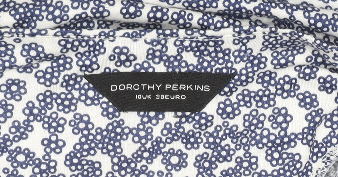 Dorothy Perkins Womens Blue Floral Blouse Size 10 Viscose Short Sleeve