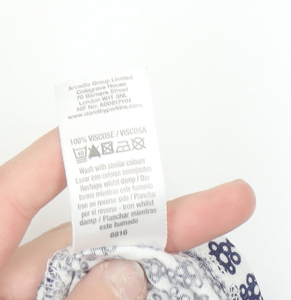 Dorothy Perkins Womens Blue Floral Blouse Size 10 Viscose Short Sleeve