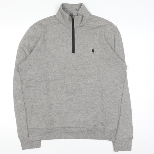 Ralph Lauren Men's Grey 1/4 Zip Mock Neck Sweatshirt Size M