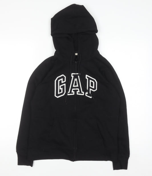 GAP Women Black Medium Full Zip Hoodie Sweatshirt Classic Logo