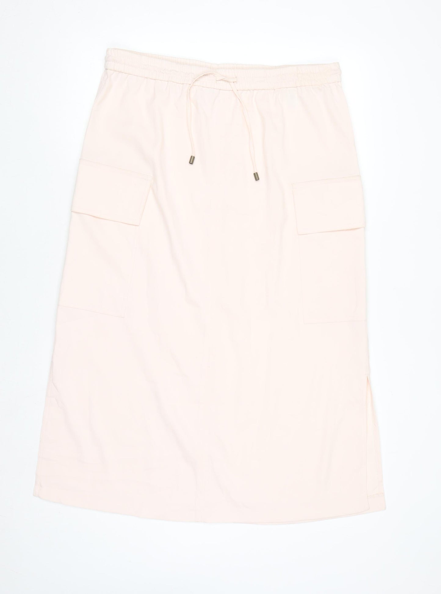 Marks and Spencer Women Beige Cargo Midi Skirt Size 14