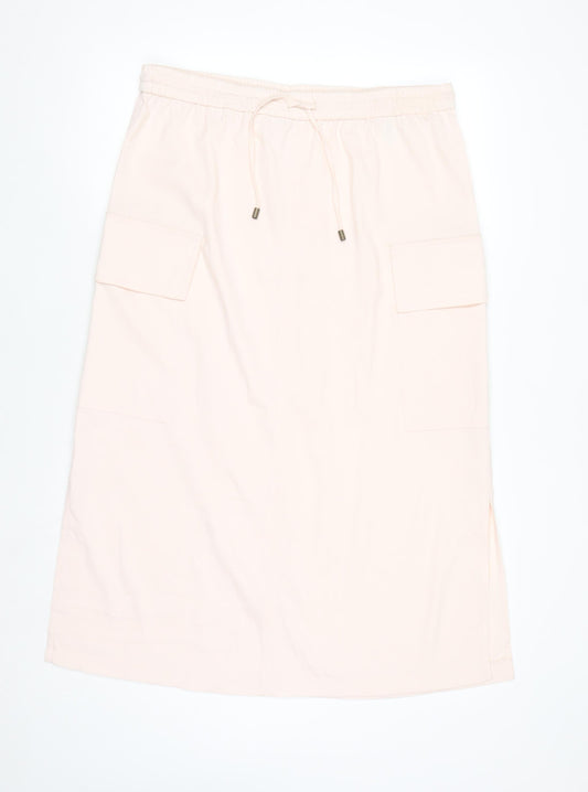 Marks and Spencer Women Beige Cargo Midi Skirt Size 14