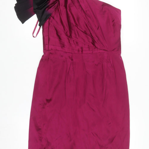 Monsoon Women Purple One Shoulder Ruffle Sheath Dress UK 10