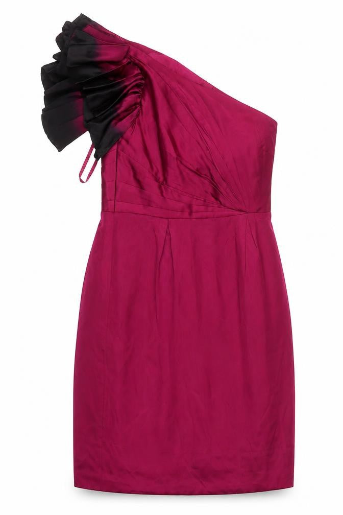 Monsoon Women Purple One Shoulder Ruffle Sheath Dress UK 10