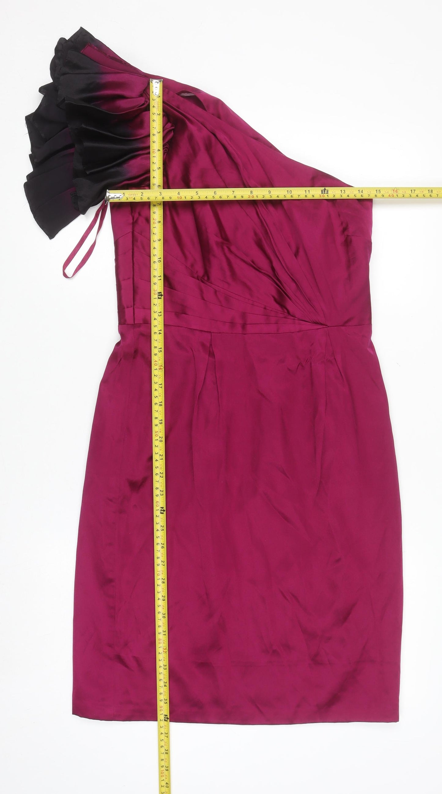 Monsoon Women Purple One Shoulder Ruffle Sheath Dress UK 10