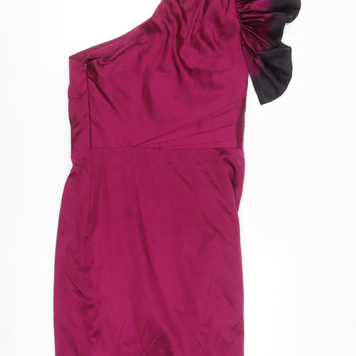 Monsoon Women Purple One Shoulder Ruffle Sheath Dress UK 10
