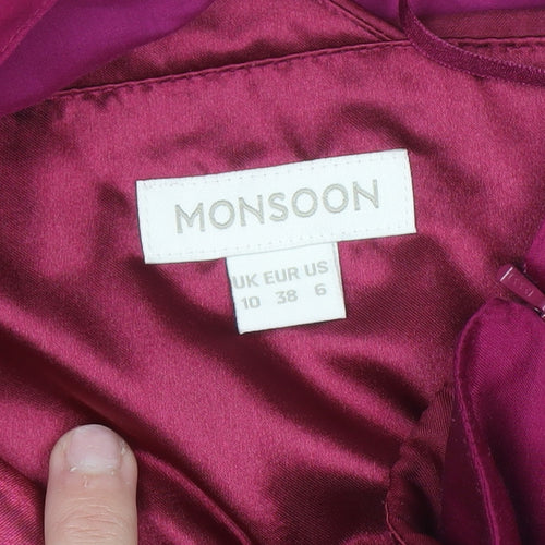Monsoon Women Purple One Shoulder Ruffle Sheath Dress UK 10